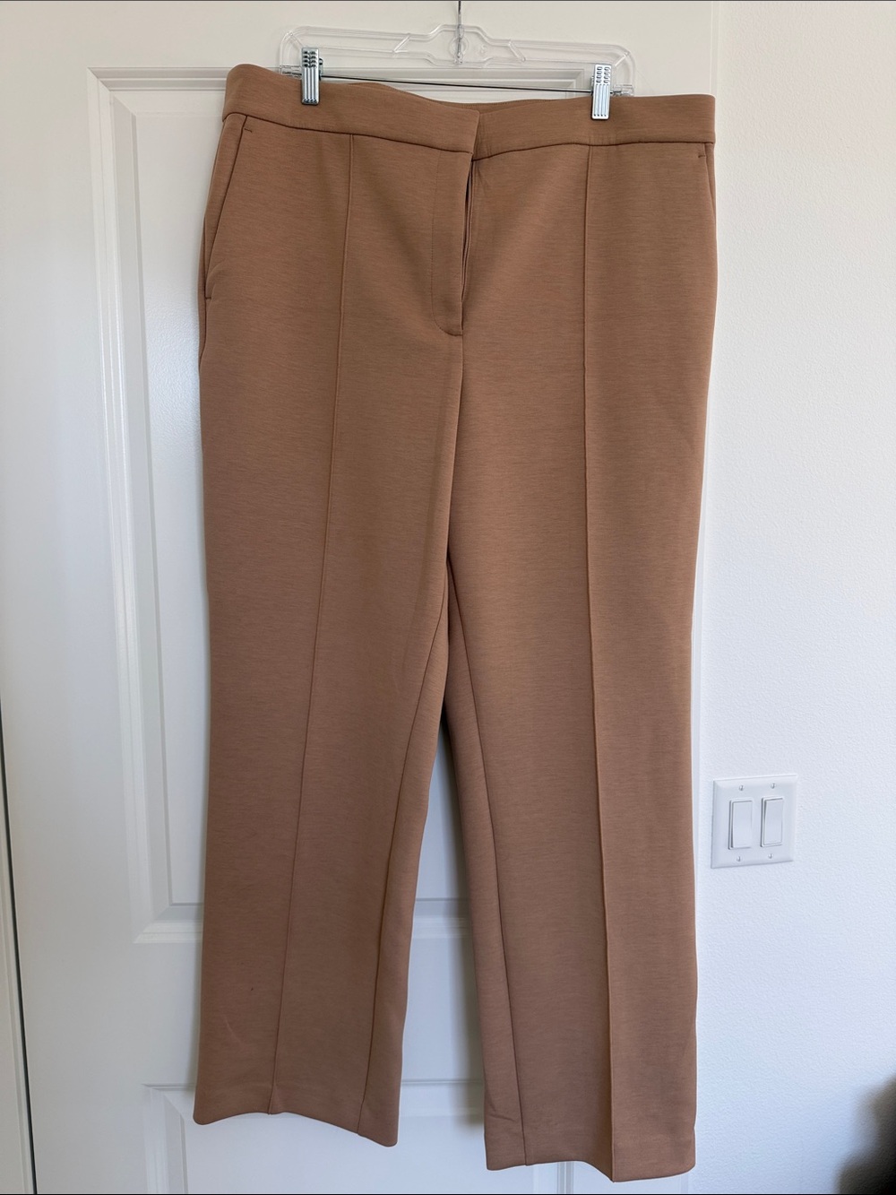 Ann Taylor Tailored Straight-Leg Trousers in Camel Brown